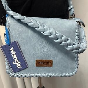 Wrangler Light Blue Braided-Trim Crossbody Bag - New